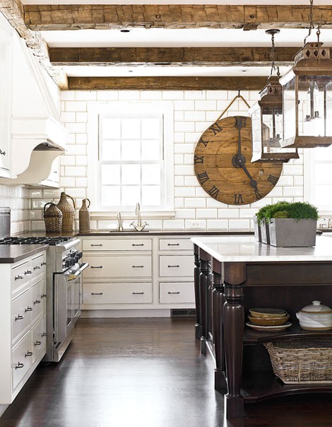 Hand Hewed Beams in Kitchen